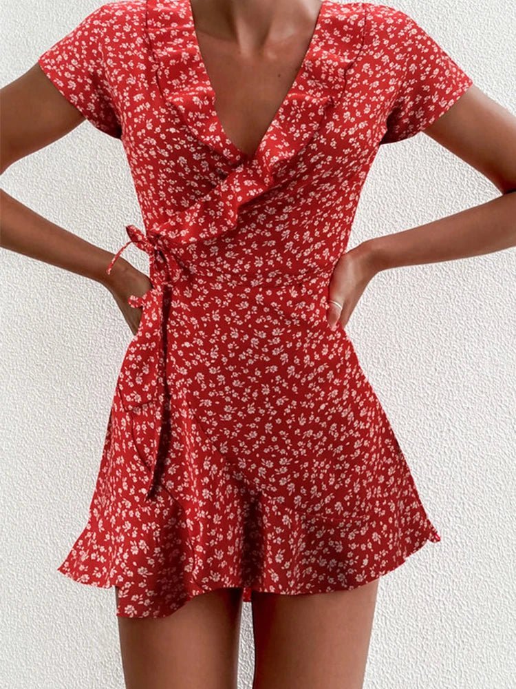 Women's Celeste Floral V-Neck A-Line Mini Dress