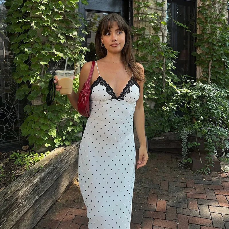 Women's SOERA Celeste Lace Trim Polka Dot Dress