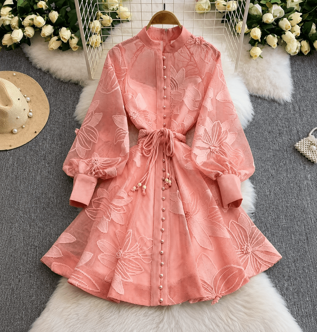 Women's SOERA Hedy Embroidered Lace Belted Dress