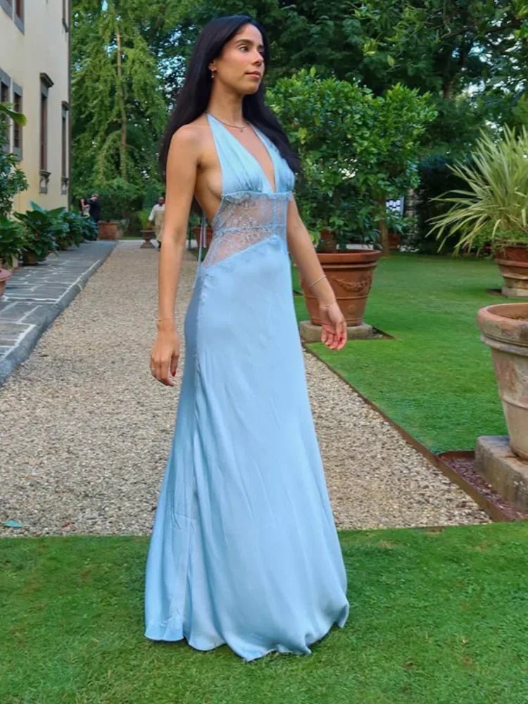 Women's Matilde Lace Patchwork Halter Maxi Dress