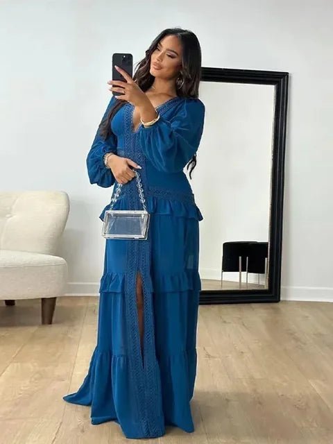 Women's Molly Deep V-Neck Ruffle Maxi Dress