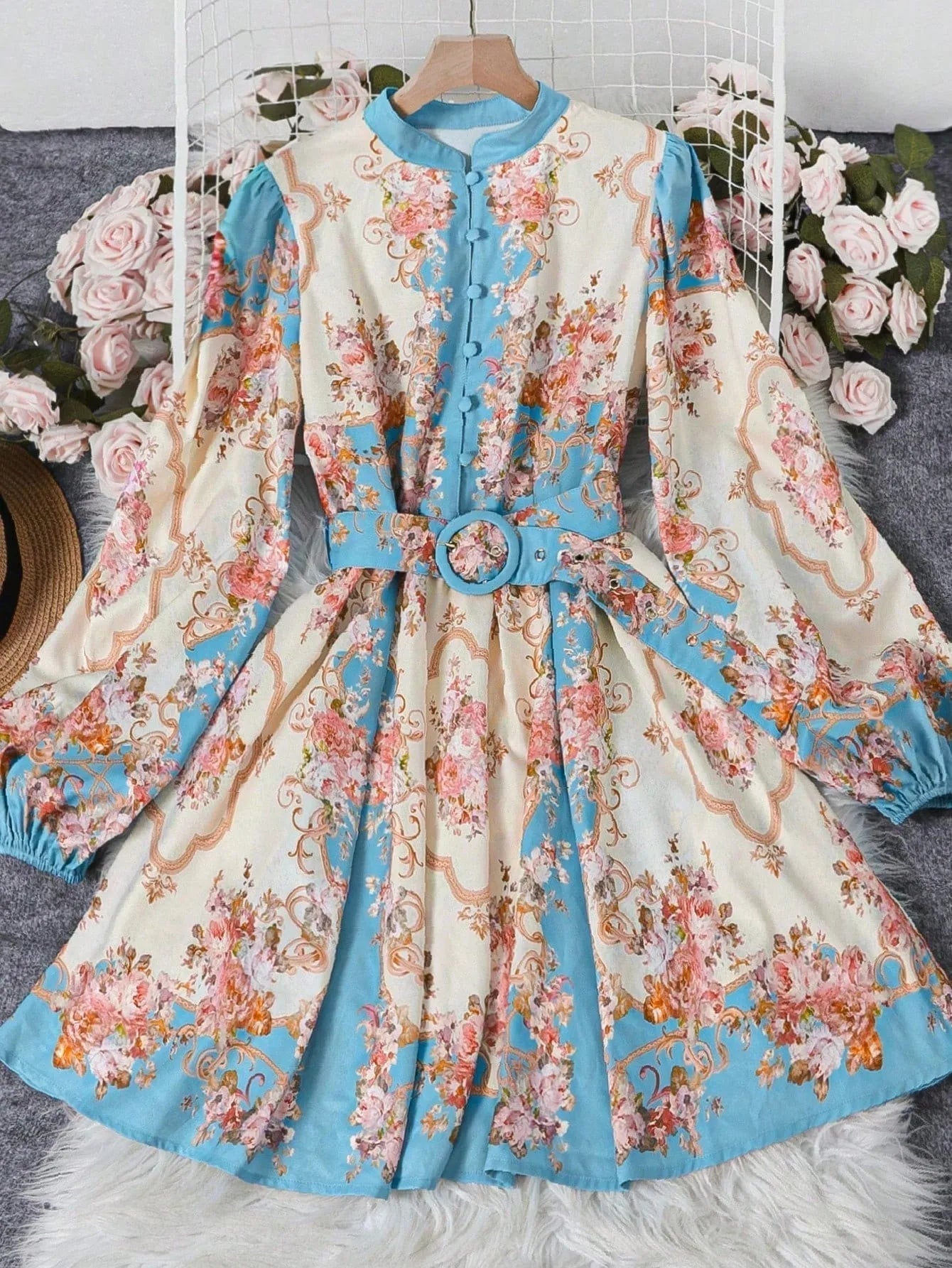 Women's SOERA Petunia Belted Floral Midi Dress