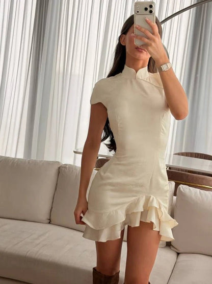 Women's SOERA Reagan Satin Patchwork Lace Collar Dress