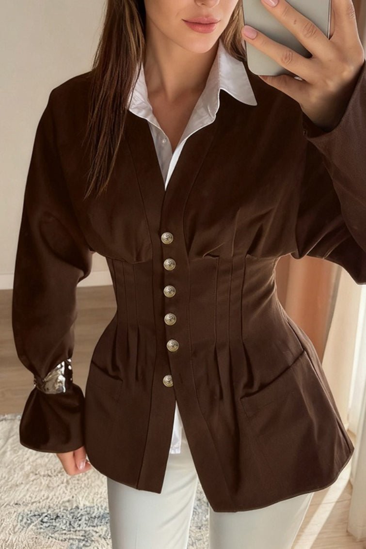 Women's Beatrice Pleated Slim Vintage Waist Blazer