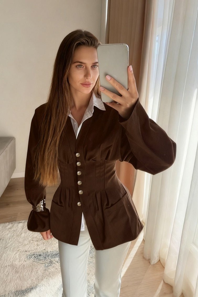Women's Beatrice Pleated Slim Vintage Waist Blazer