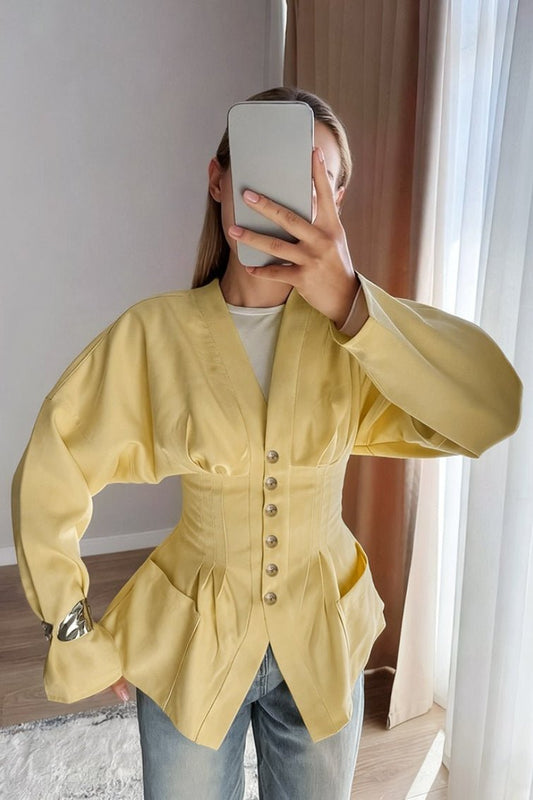 Women's Beatrice Pleated Slim Vintage Waist Blazer