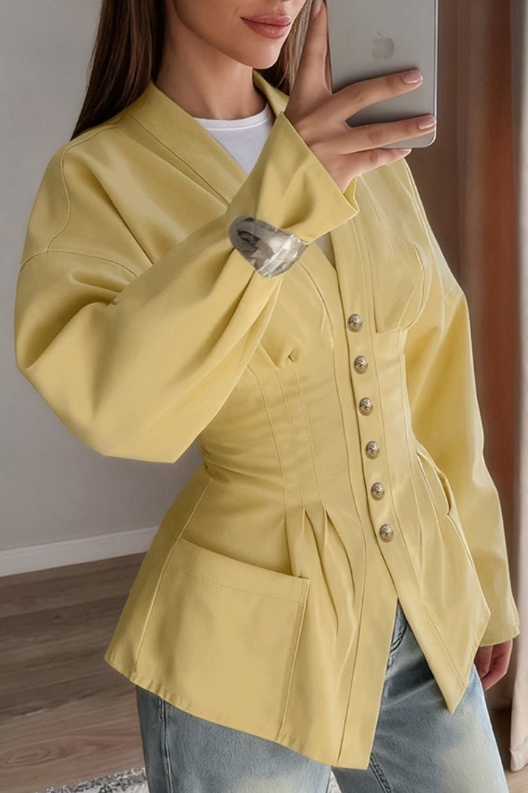 Women's Beatrice Pleated Slim Vintage Waist Blazer