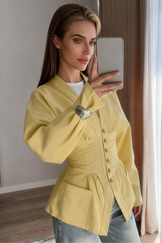 Women's Beatrice Pleated Slim Vintage Waist Blazer