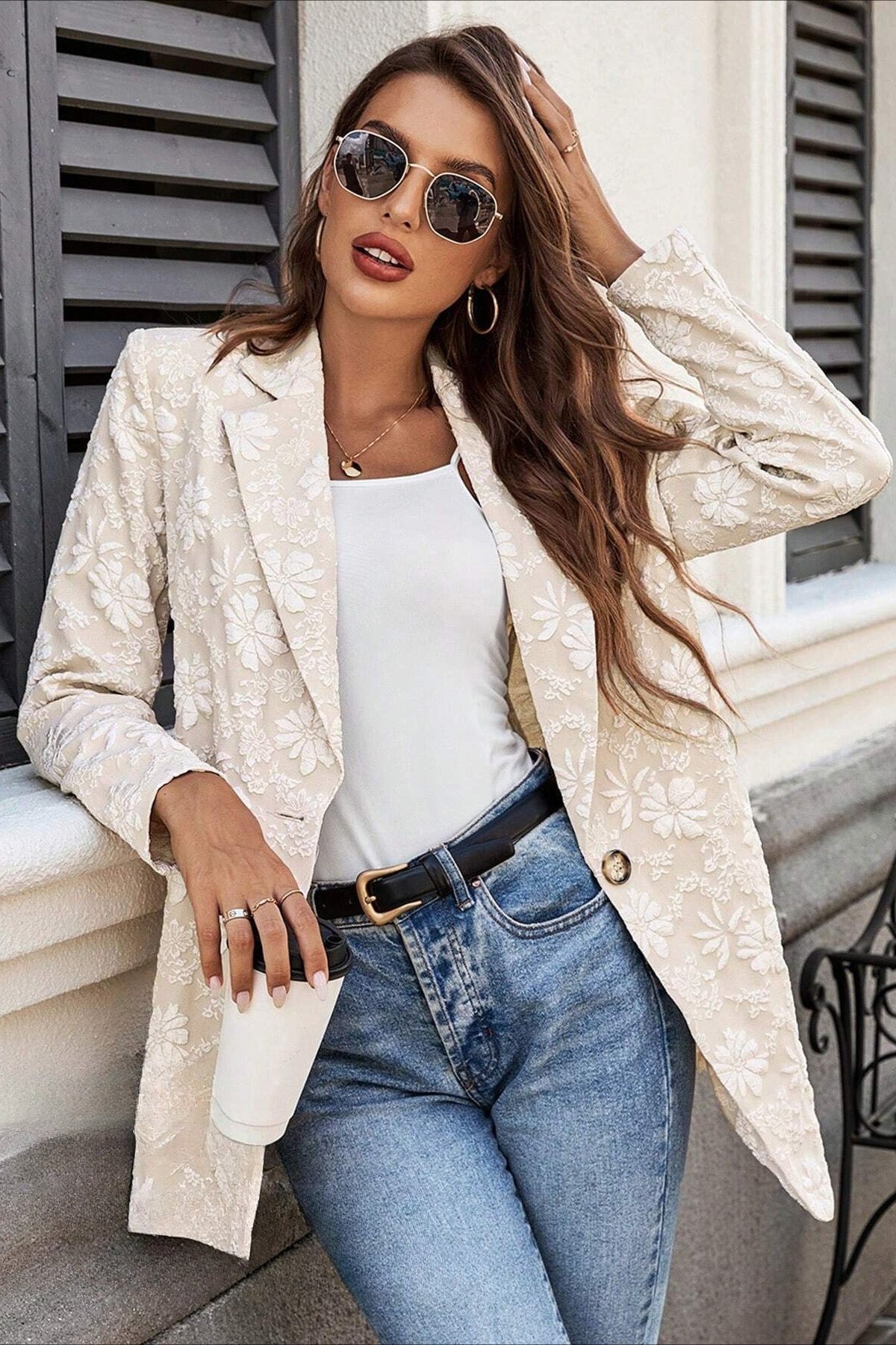 Women's SOERA Celeste Jacquard Single Button Blazer