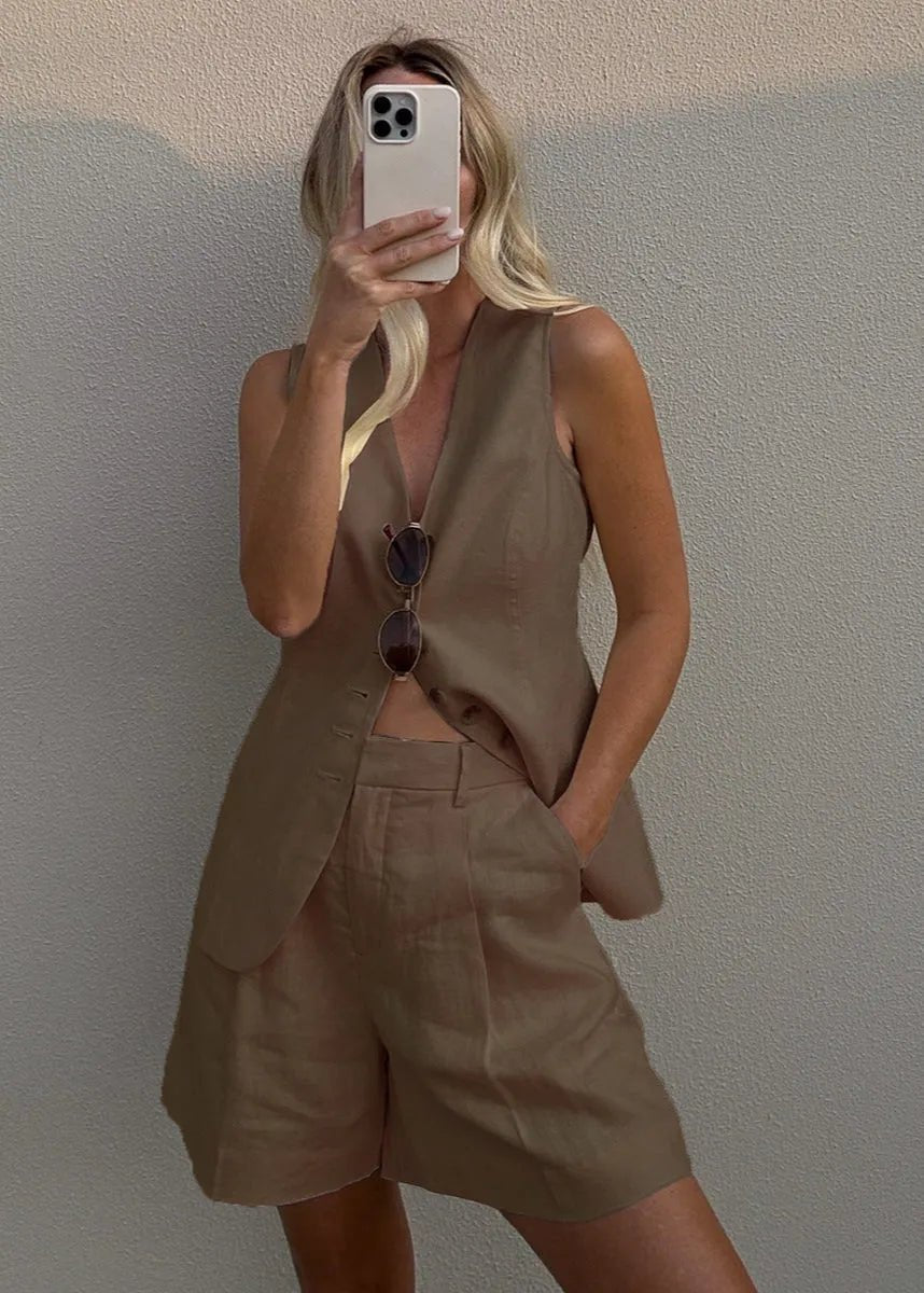 Women's SOERA Bianca Tailored Vest and Shorts Set