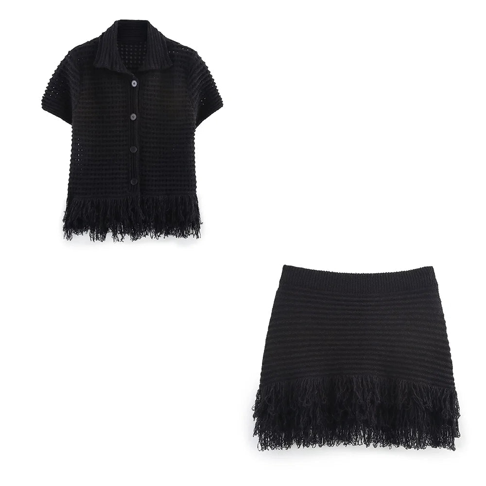 Women's Beatrice Knitted Tassel Two-Piece Set