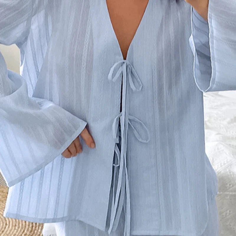 Women's SOERA Beatrice Lightweight Cotton Tie-Front Lounge Set