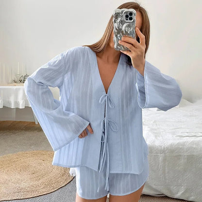 Women's SOERA Beatrice Lightweight Cotton Tie-Front Lounge Set