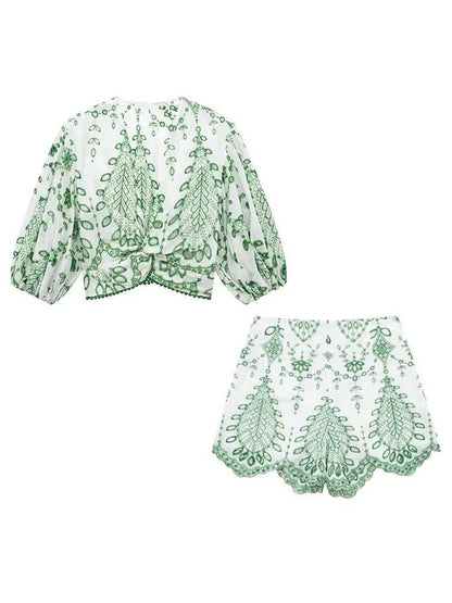 Women's Beatrice Needlework Shorts Set