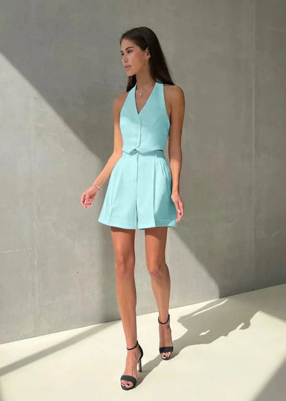 Women's SOERA Bianca Tailored Halter Vest & Shorts Set