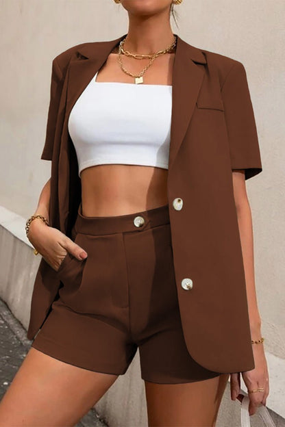 Women's SOERA Elena Two-Piece Collared Short Sleeve Set