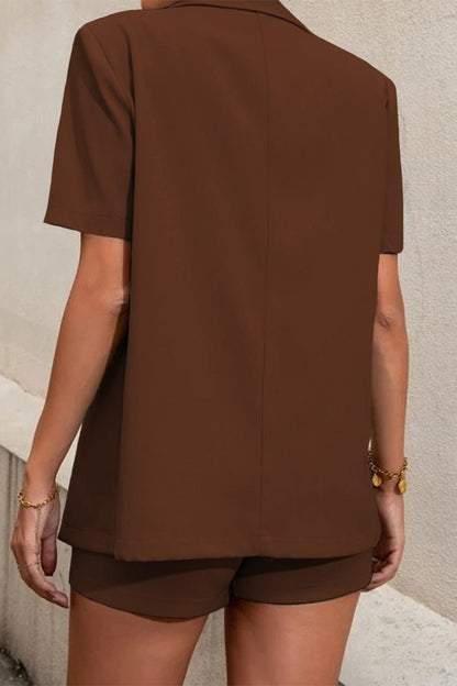 Women's SOERA Elena Two-Piece Collared Short Sleeve Set