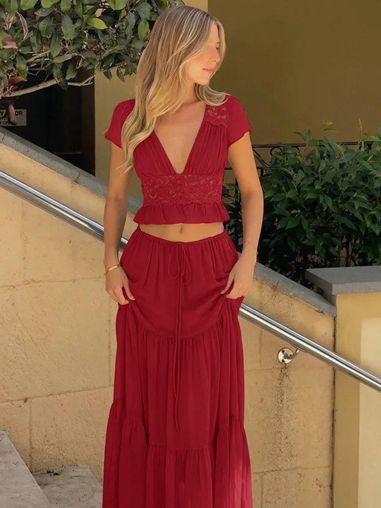 Women's SOERA Morrigan Lace Chiffon Top & Skirt Set