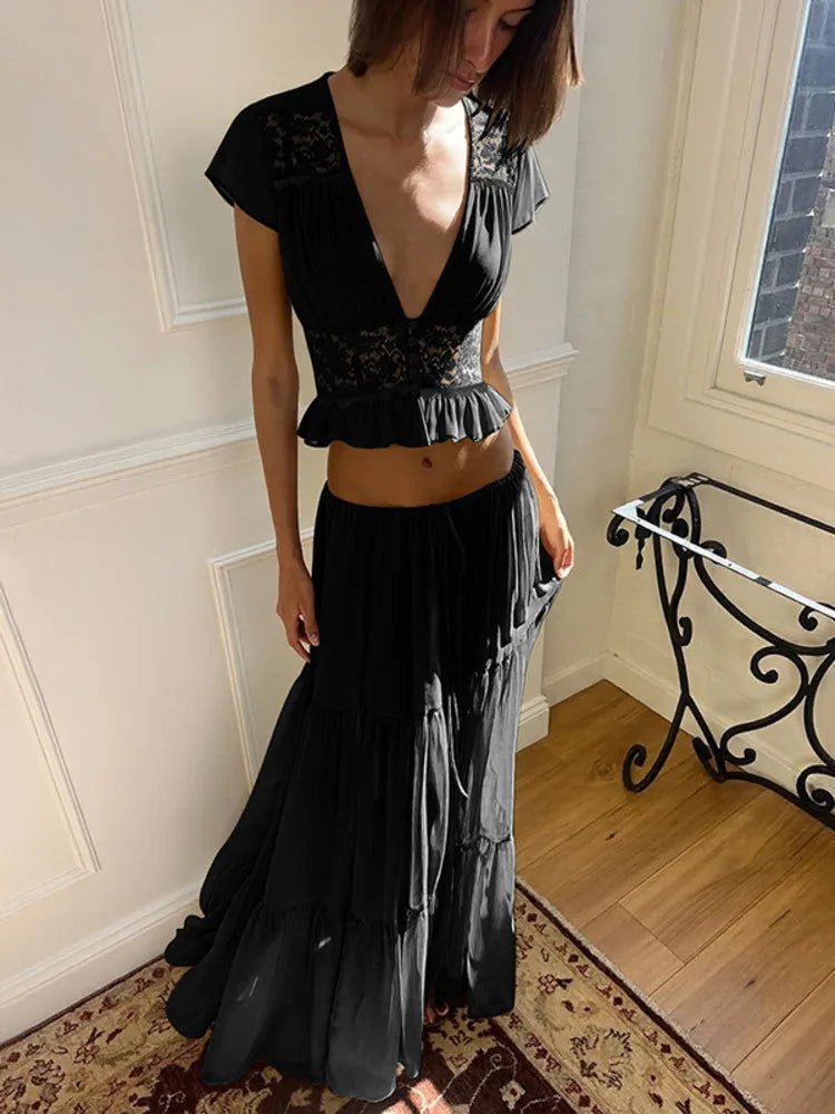 Women's SOERA Morrigan Lace Chiffon Top & Skirt Set