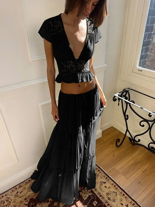 Women's SOERA Morrigan Lace Chiffon Top & Skirt Set