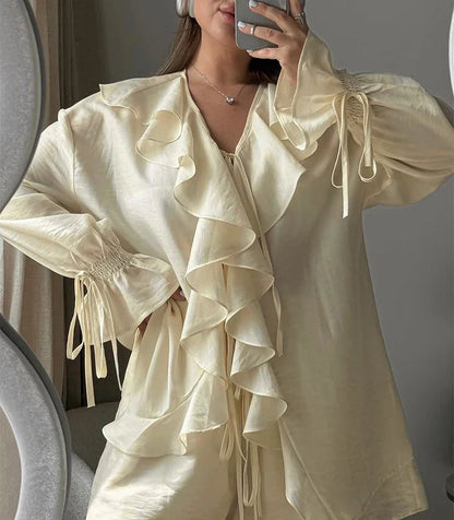 Women's SOERA Sienna Ruffled Tie Top Shorts Set