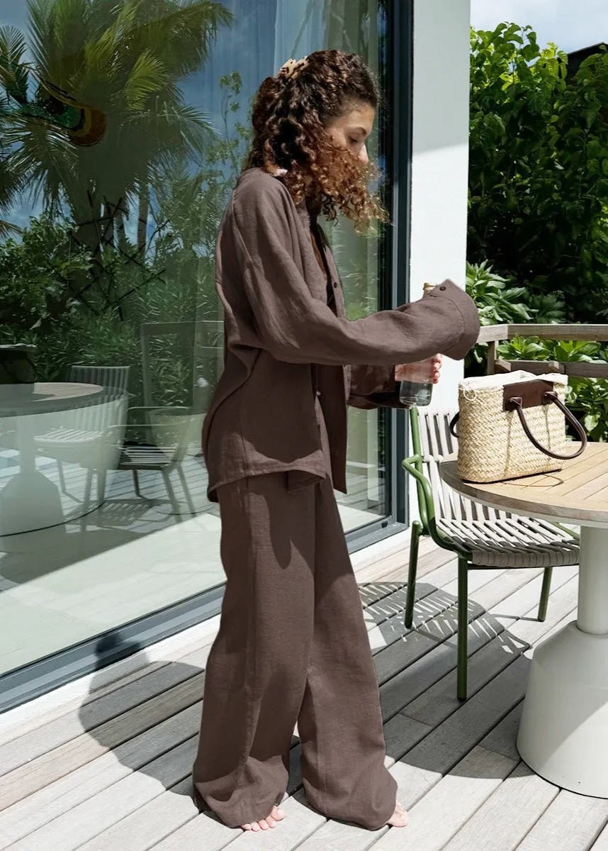 Women's SOERA Sophia Cotton Shirt & Lounge Pants Set