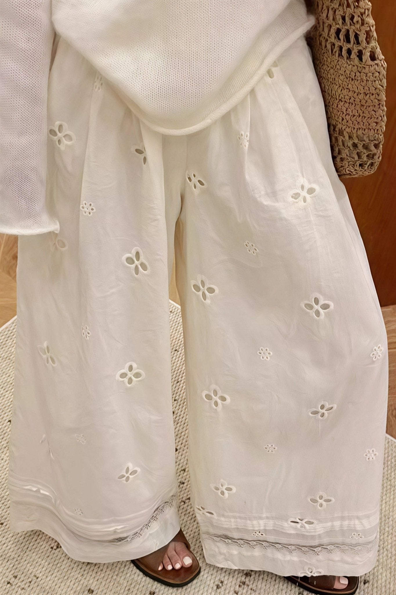 Women's SOERA Bianca Hollow Out Lace Wide Leg Pants