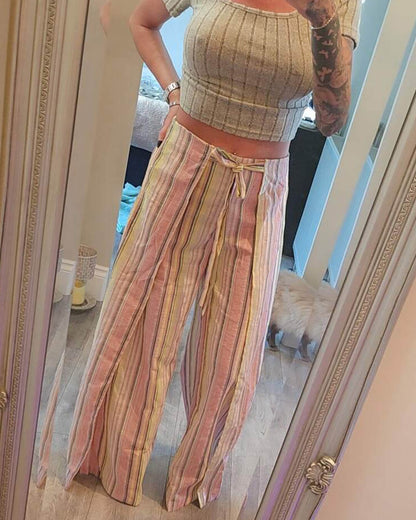 Women's SOERA Sienna Vertical Stripe Tie Waist Trousers