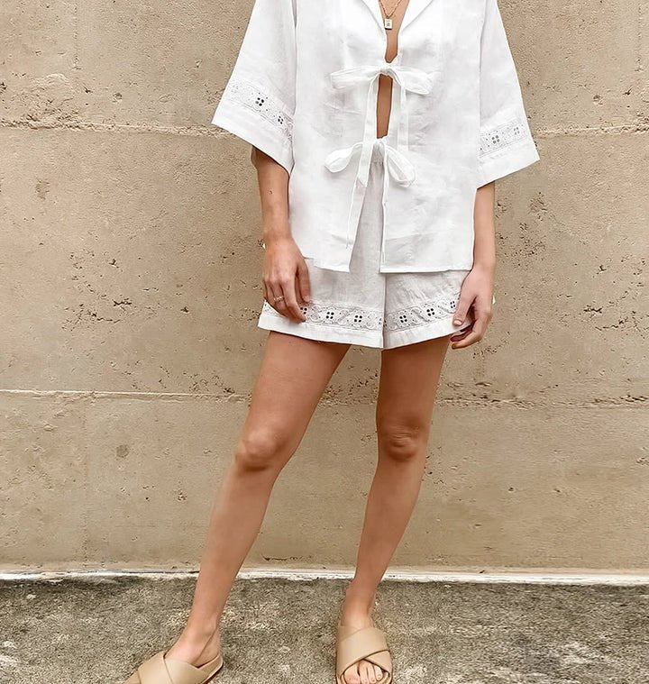 Women's Bianca Tie-Up Cotton Two-Piece Set