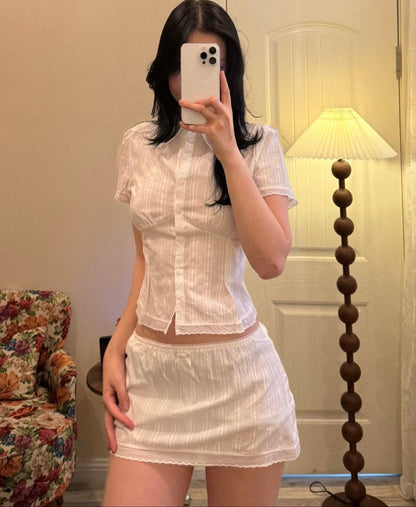 Women's Brianna Cropped Slim-Fitting Skort Set