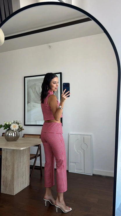 Women's Sophia Plaid Crop Top Co-Ord Set