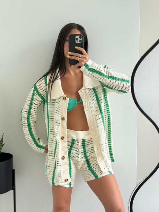 Women's SOERA Ana Striped Crochet Two-Piece Set