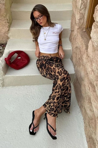 Women's SOERA Anais Leopard Chiffon Mermaid Maxi Skirt