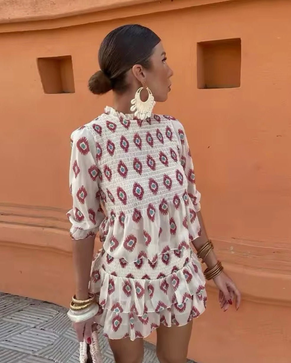 Women's SOERA Iris Geometric Print Tiered Mini Skirt Set