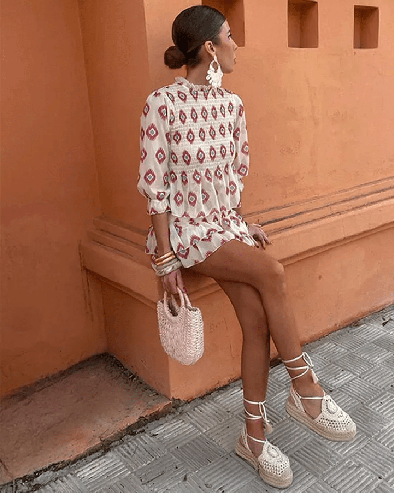 Women's SOERA Iris Geometric Print Tiered Mini Skirt Set