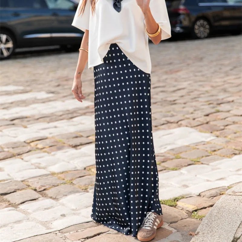 Women's Beatrice Polka Dot Satin Maxi Skirt