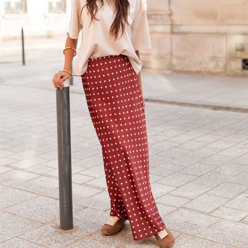 Women's Beatrice Polka Dot Satin Maxi Skirt