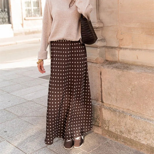 Women's Beatrice Polka Dot Satin Maxi Skirt