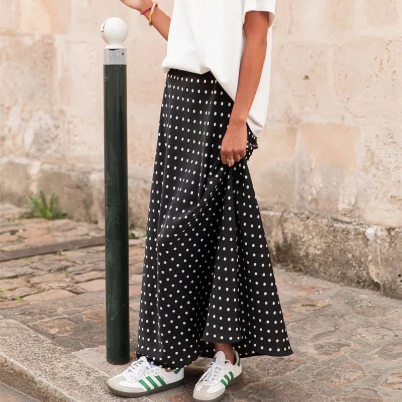 Women's Beatrice Polka Dot Satin Maxi Skirt