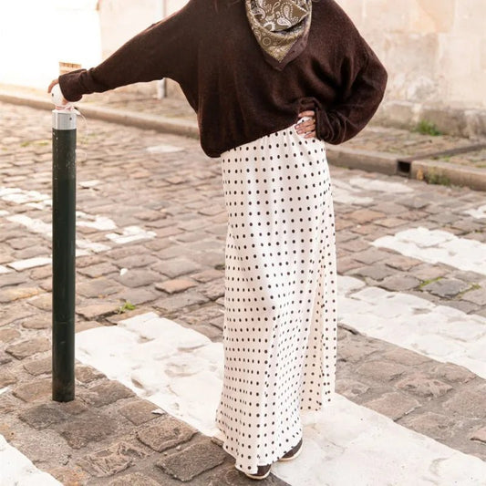 Women's Beatrice Polka Dot Satin Maxi Skirt