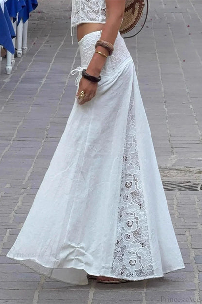 Women's SOERA Celeste Boho Lace Patchwork Maxi Skirt