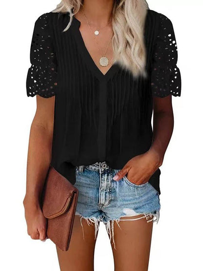 Women's SOERA Beatrice V-Neck Lace Sleeve Top
