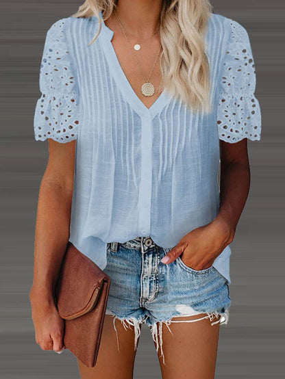 Women's SOERA Beatrice V-Neck Lace Sleeve Top