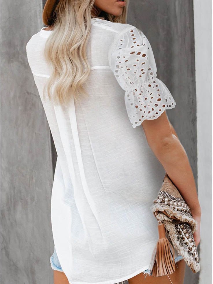 Women's SOERA Beatrice V-Neck Lace Sleeve Top