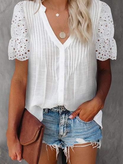 Women's SOERA Beatrice V-Neck Lace Sleeve Top
