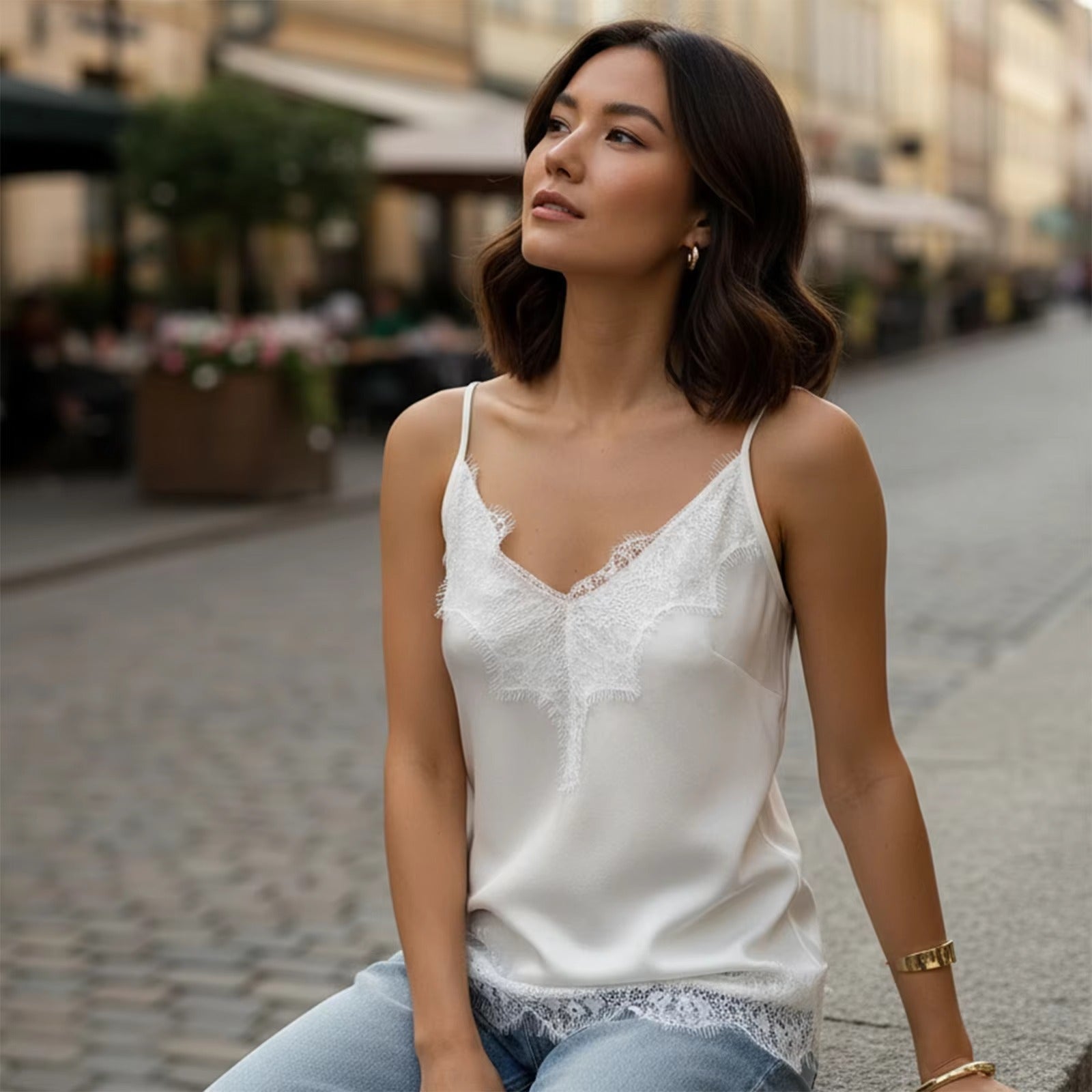 Women's SOERA Bianca Satin Lace Trim Camisole Top