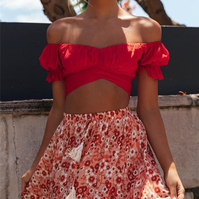 Women's SOERA Celeste Flowing Puff Sleeve Crop Top