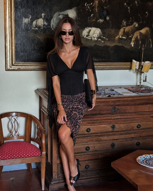 Women's Margot Chiffon Bell Sleeves Corset Top