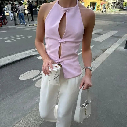 Women's Sophie Bow Halter Neck Crop Top