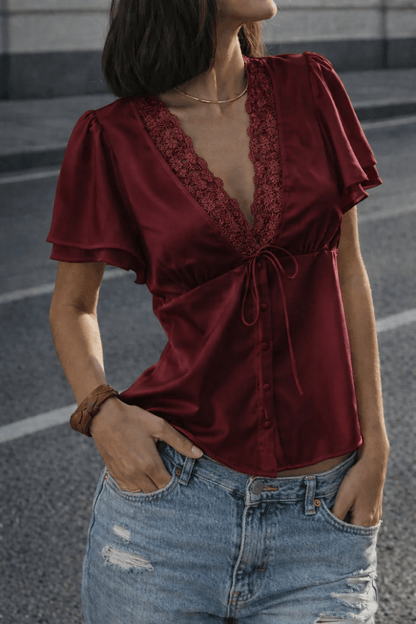 Women's SOERA Beatrice Lace-Up Patchwork Blouse